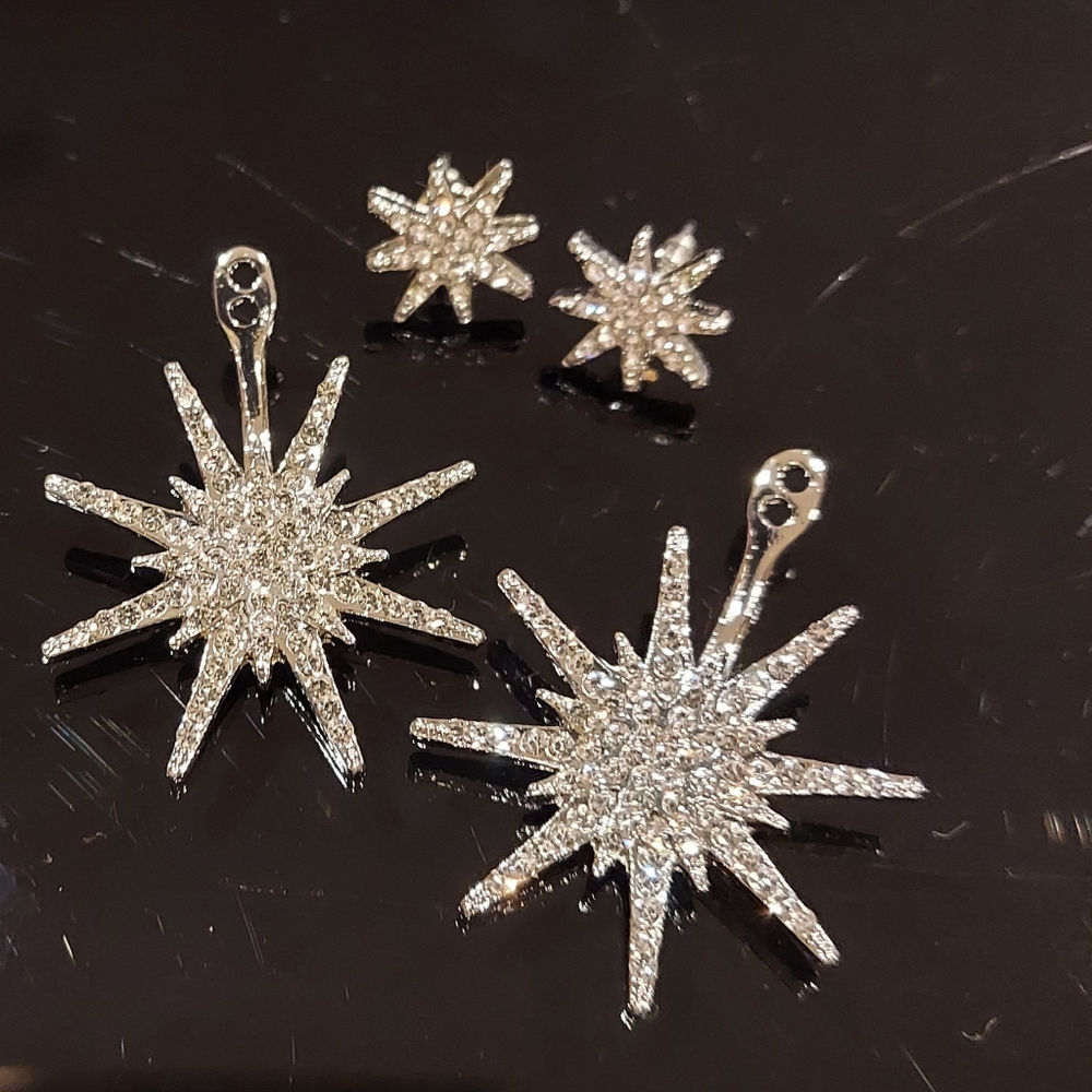 2 in 1 Star CZ Earrings - Picture 2 of 7